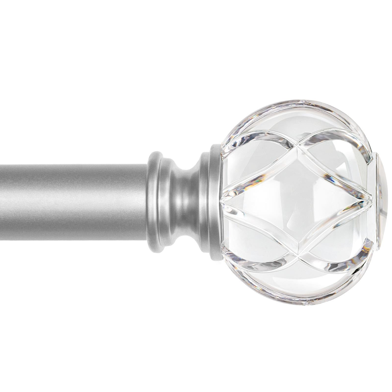 1 Inch Curtain Rod 72 to 144 Inches (6-12 Feet) Telescoping Silver Curtain Ro…