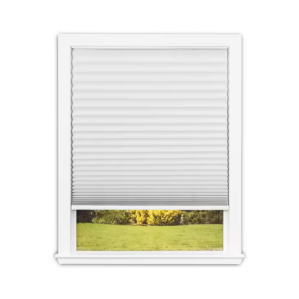 No Tools Easy Lift Trim-At-Home Cordless Pleated Light Blocking Fabric Shade Whi
