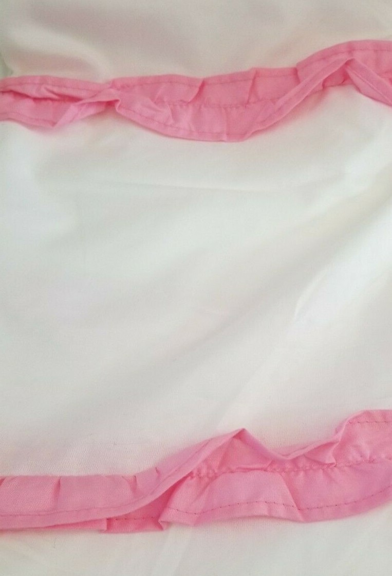 2 Pretty Ruffle Pink & White Window Panels (1 Pair) NIP