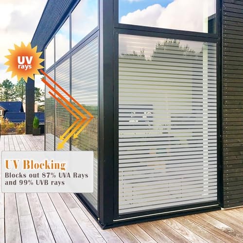 Privacy Window Film Self-Adhesive No-Glue Static Cling Stripe 17.5 x 78.7 Inch