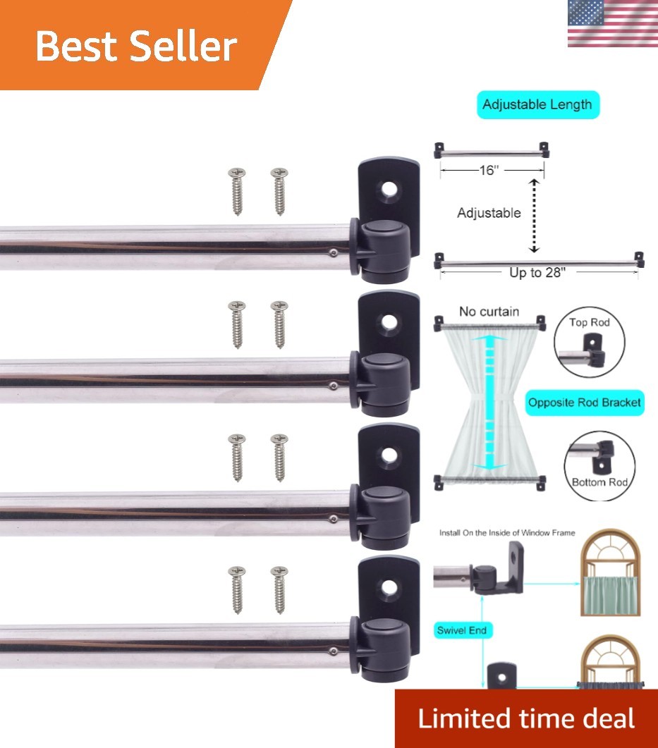 Sash Curtain Rod 16 28 Inch Adjustable Swivel End Over-the-Door Black Lightwe…