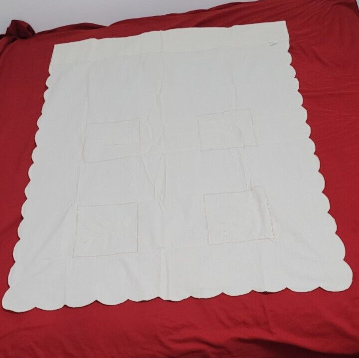 Crochet Leaves 2 Panels w/Valance & 2 Panel Tiers Cotton Off White 5 Pc READ