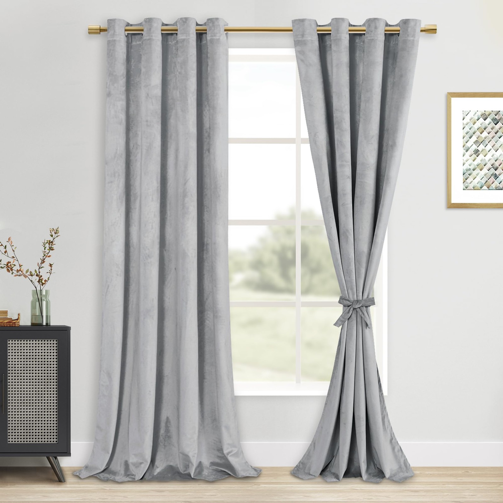 Velvet Curtains 120 Inches – Elegant Super Soft Tieable Window Curtains Panel…