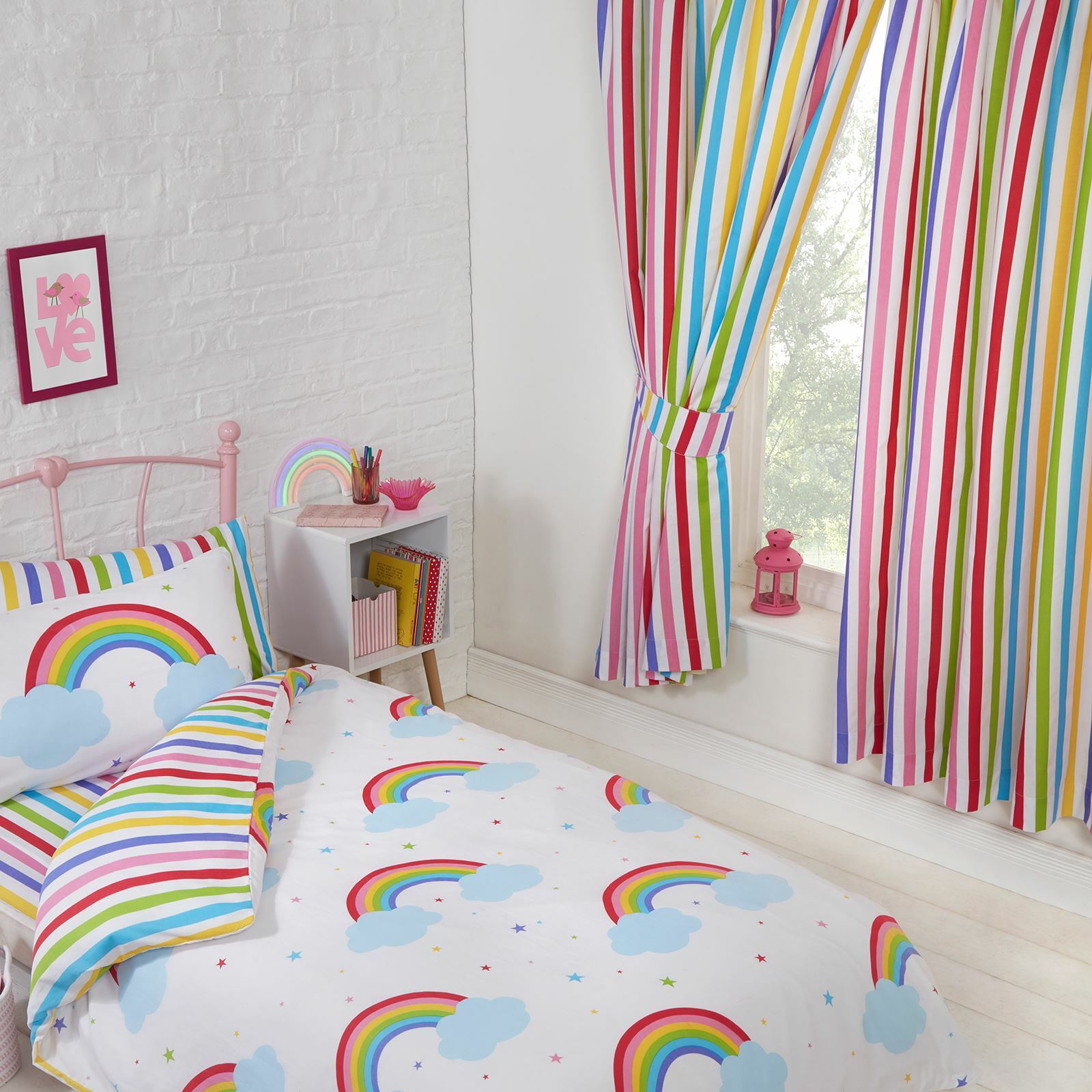 Striped Curtains Lined Stripes Kids Multi Colourful 54″ / 137cm Drop
