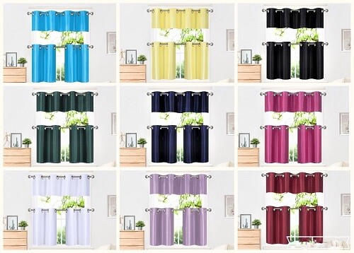 3PC KITCHEN CURTAIN VALANCE AND TIERS WINDOW TREATMENT DRAPE K7 FOR ANY SEASON
