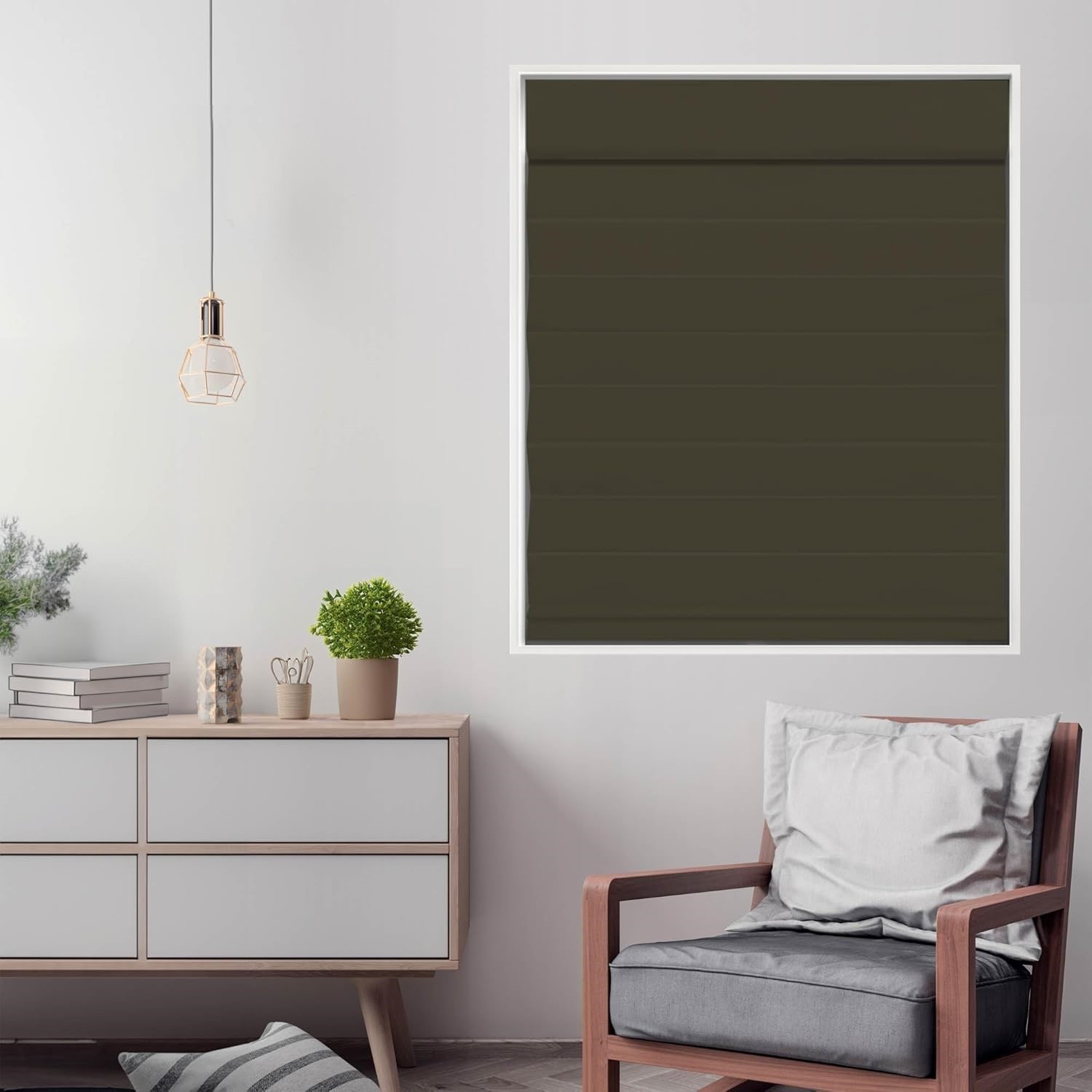 DEZ FURNISHINGS Cordless Blackout Roman Cellular Shade, 32″W x 72″H, Chocolate