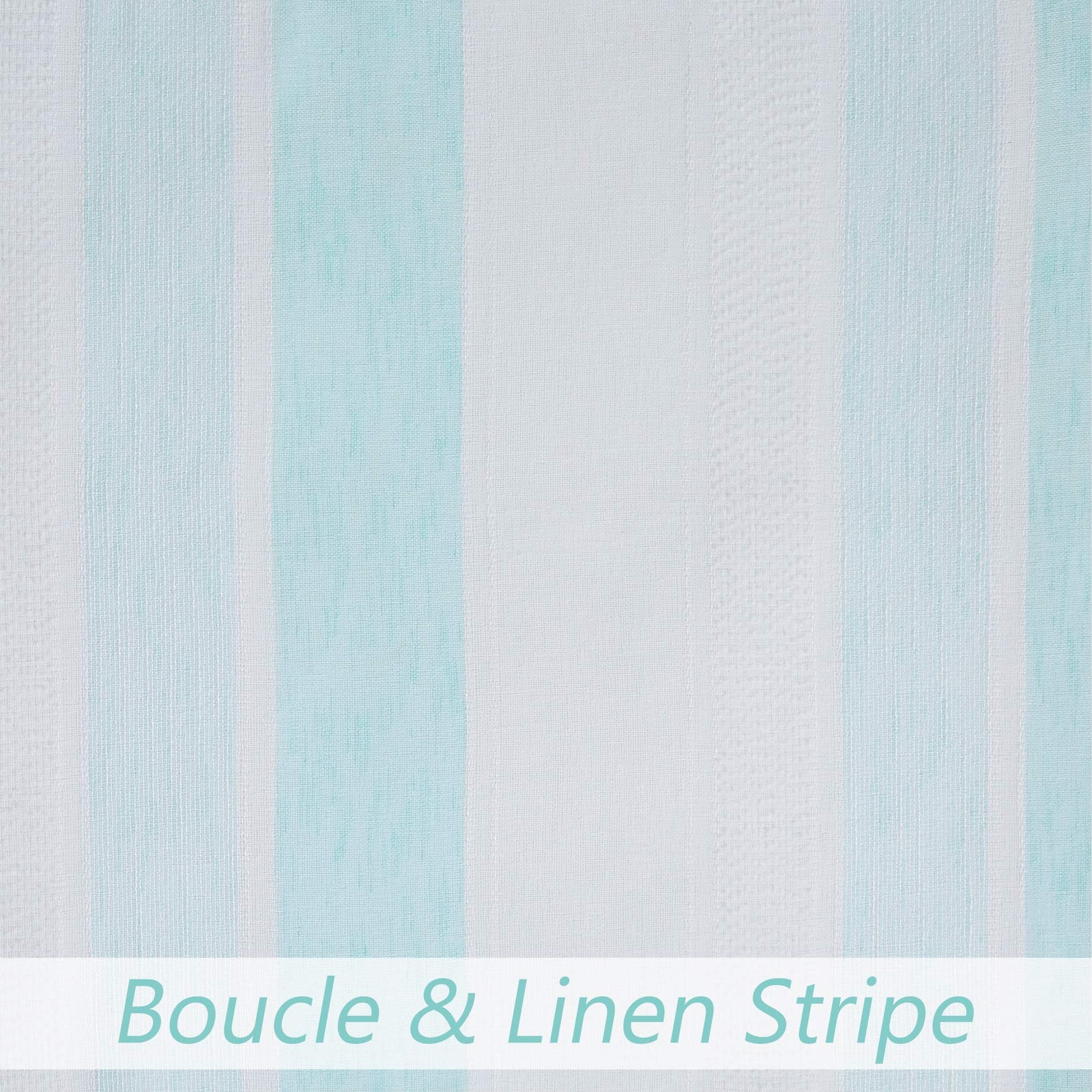 Sheer Spa Blue and White Stripe Farmhouse Curtains Boucle Linen Window Curtai…
