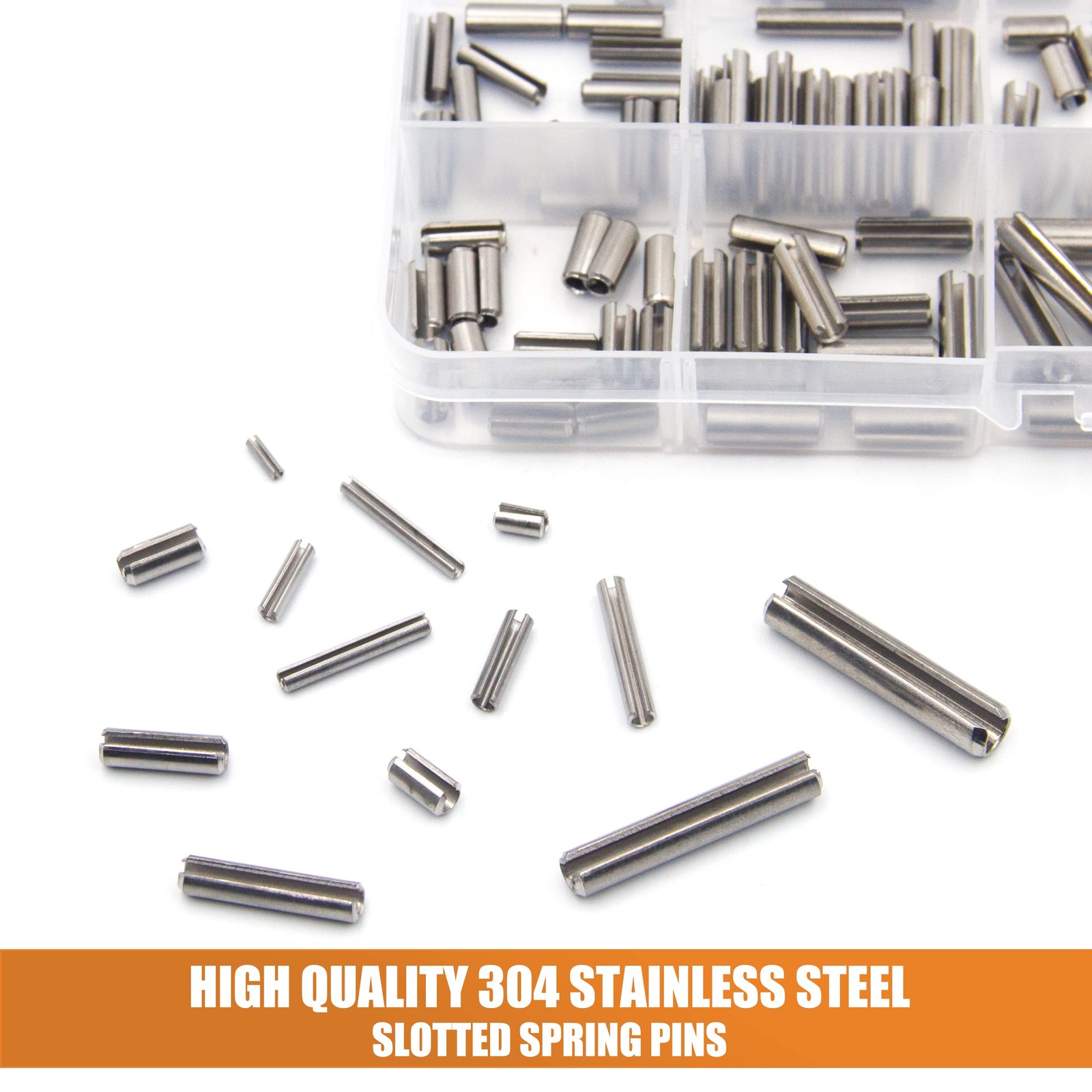 ISPINNER 220pcs Roll Pin Set, Stainless Steel Slotted Spring M1.5X6 To M6X30