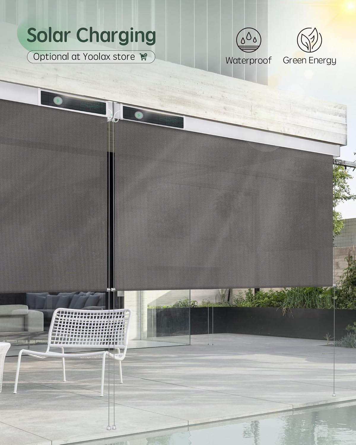 Motorized Outdoor Shades Smart Retractable Patio Screens with App & Remote Contr