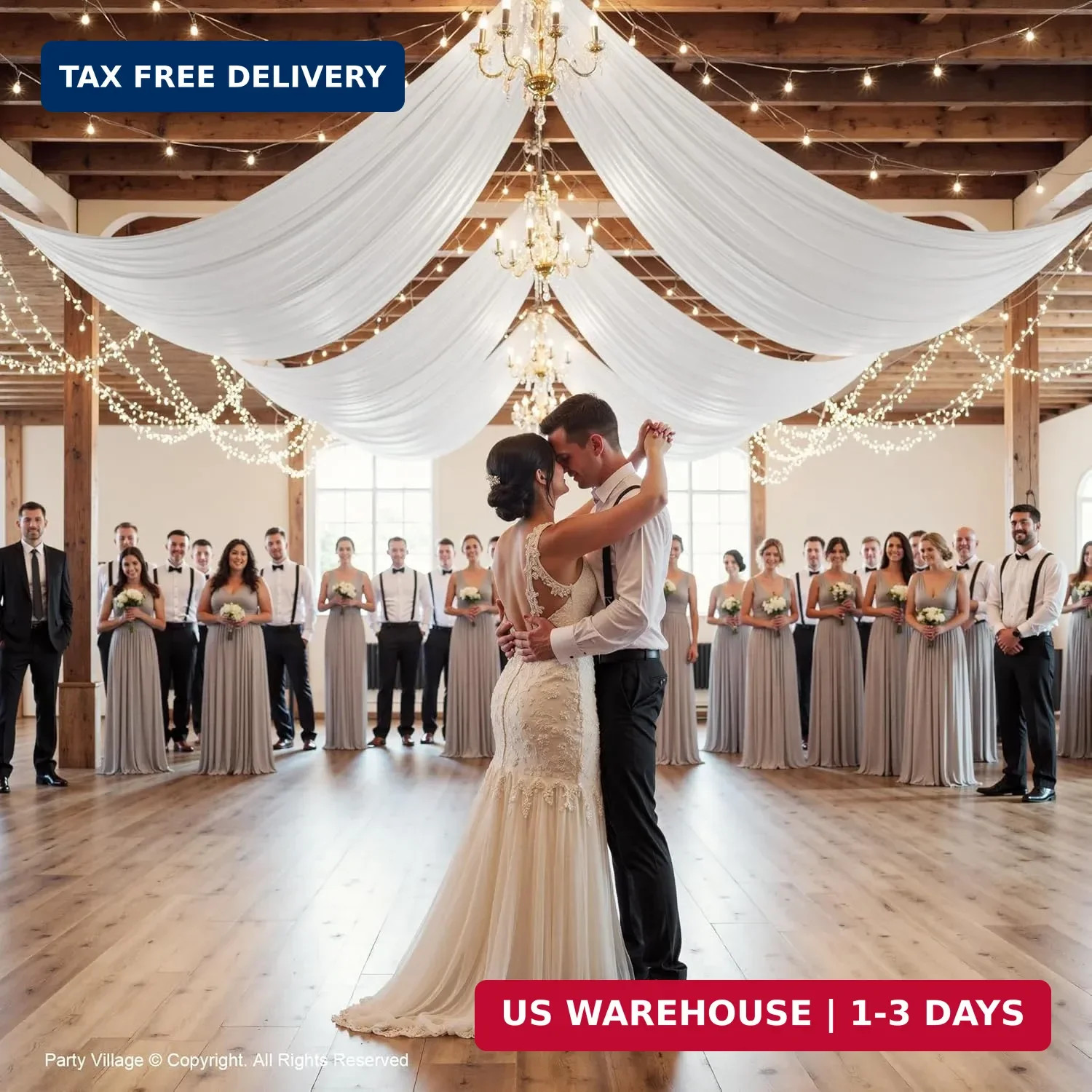 2 Panels 5ft(W) x 20ft(H) White Ceiling Drapes for Wedding Parties – 20 FT Extra