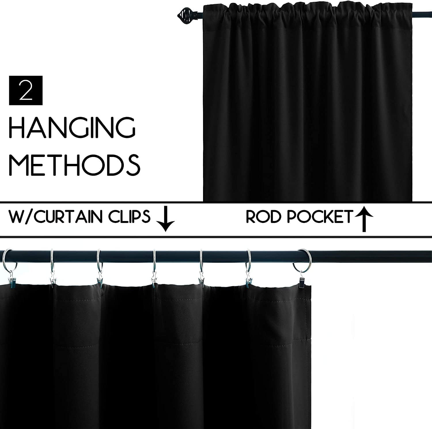 Pickluc Blackout Kitchen Curtain 20 Inches Long Rod Pocket Cafe Tier Curtains
