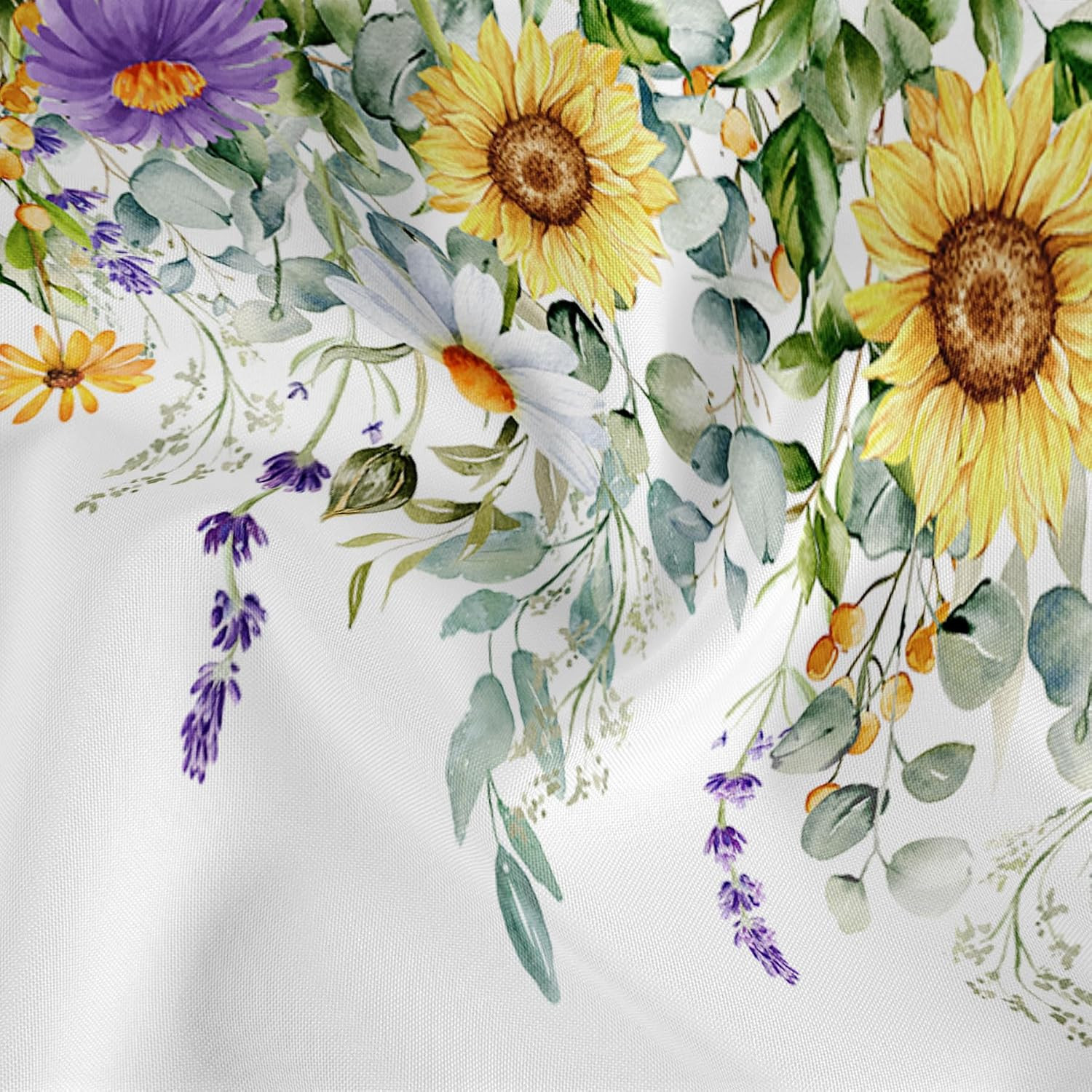 Spring Wildflower Flower Valances for Windows, Rod Pocket 42X12 in | Valance Cur