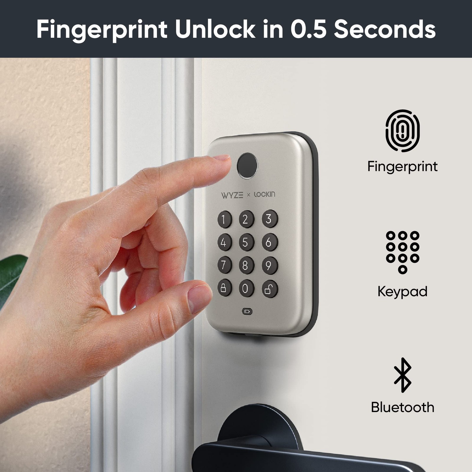 Wyze Auto-Lock Bolt Fingerprint Keyless Entry Door Smart Bluetooth Deadbolt