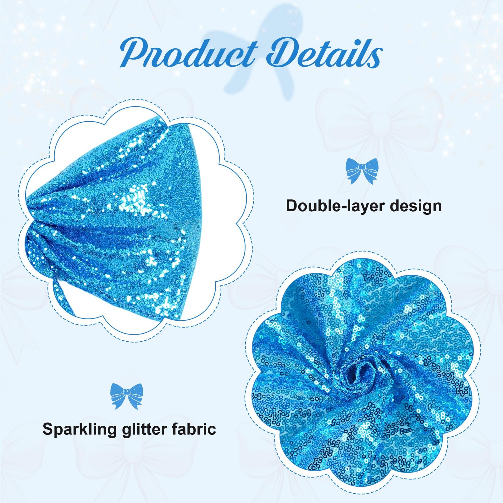 24 x 36 Inch Turquoise Sequin Giant Bow for Mermaid Party, Sparkling Large Te…