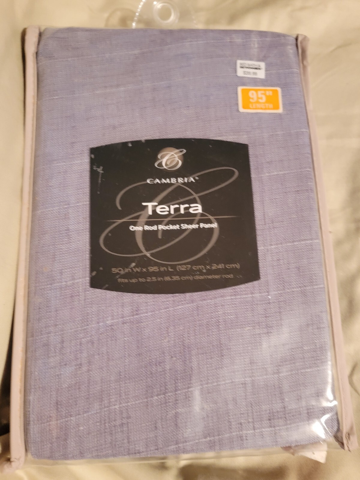 Cambria One Rod Pocket Sheer Panel 95 Inch length