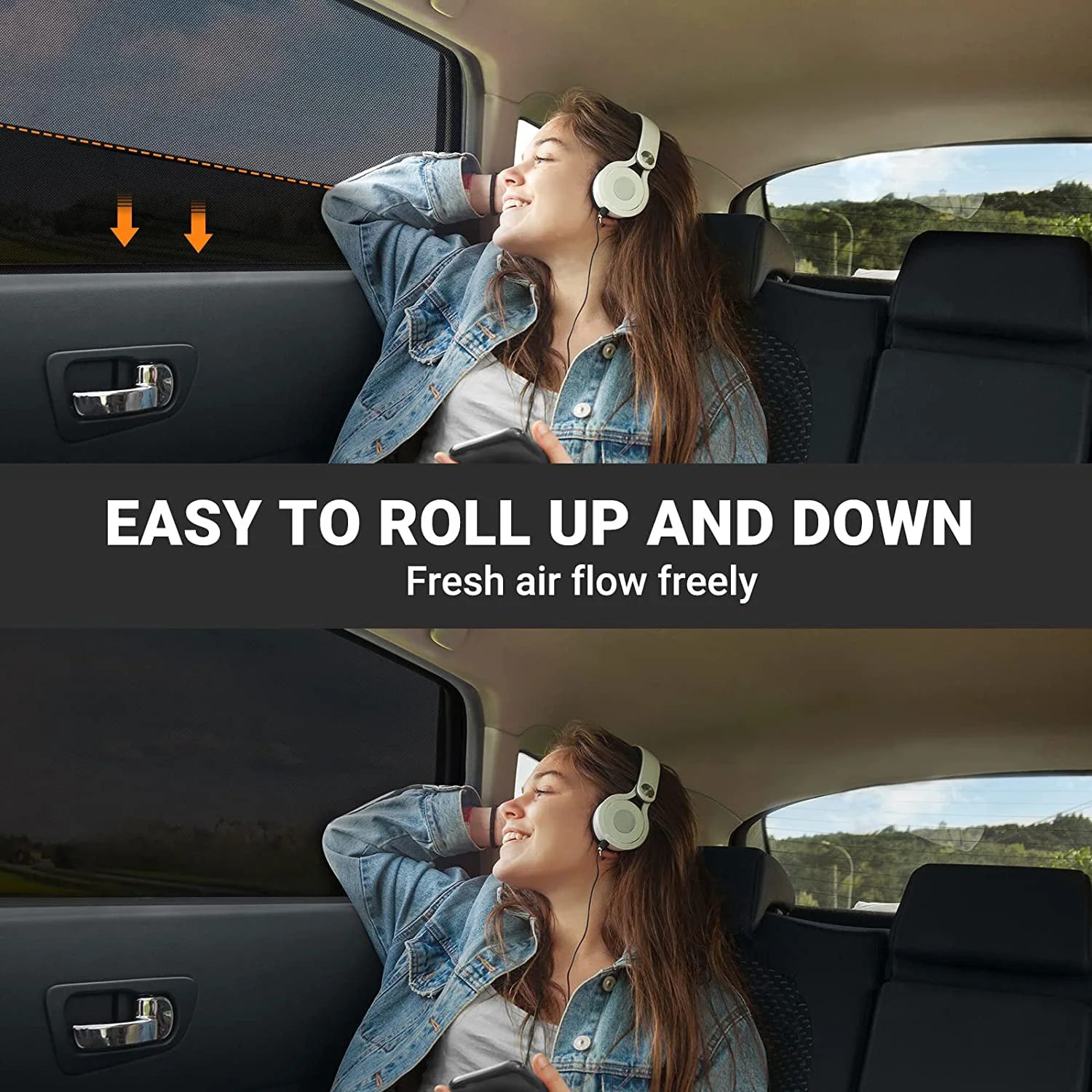 Car Window Shade, Rear Stretchable Breathable 26.4”H x 51.2”L For Most Vehicle