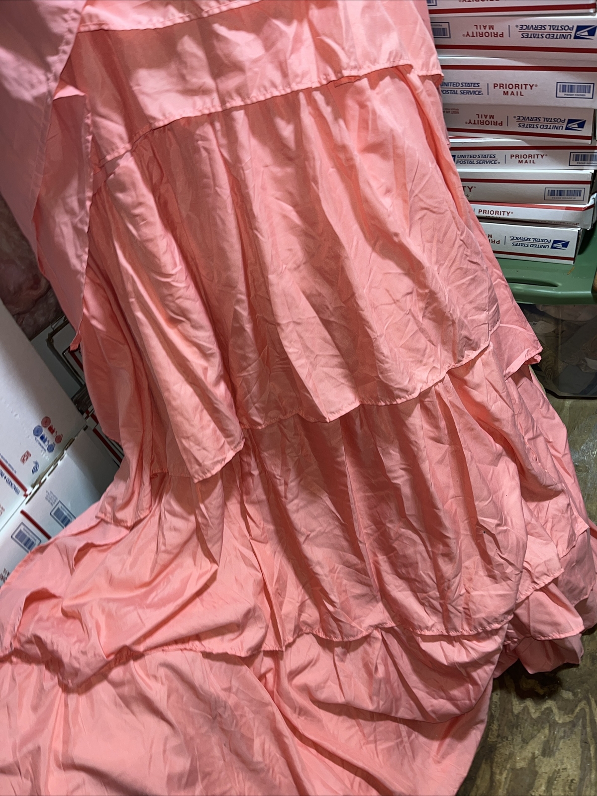 Ruffled 5 layers Drapery Curtain Panels 43x 84 Coral Spring Summer Fall 2 Panels