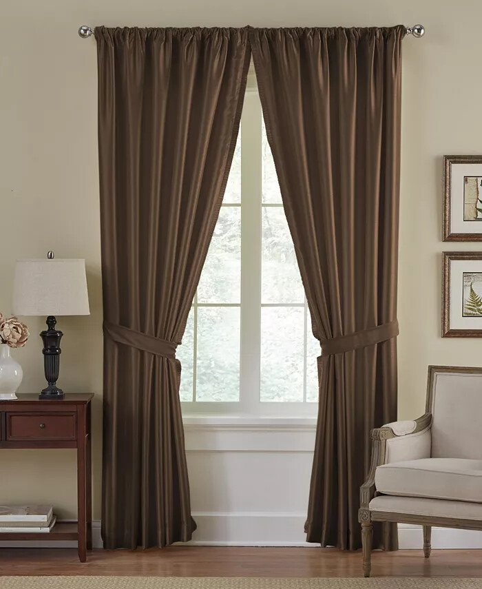 Elrene All Seasons Rod Pocket/Back Tab Blackout Window Curtain 52”X108”Brown