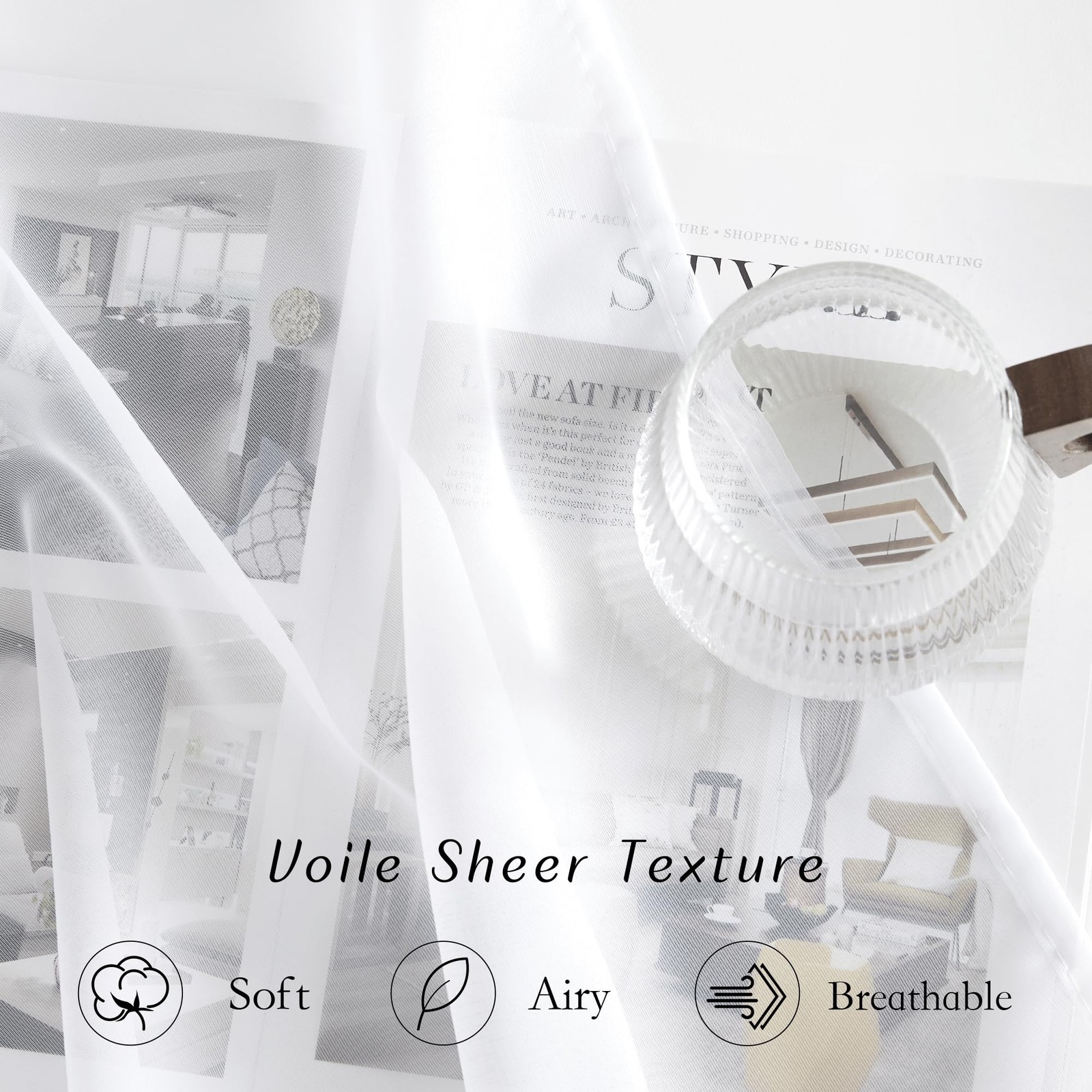 NICETOWN White Sheer Curtains 84 inches Long – 54″W x 84″L (Pack of 2),