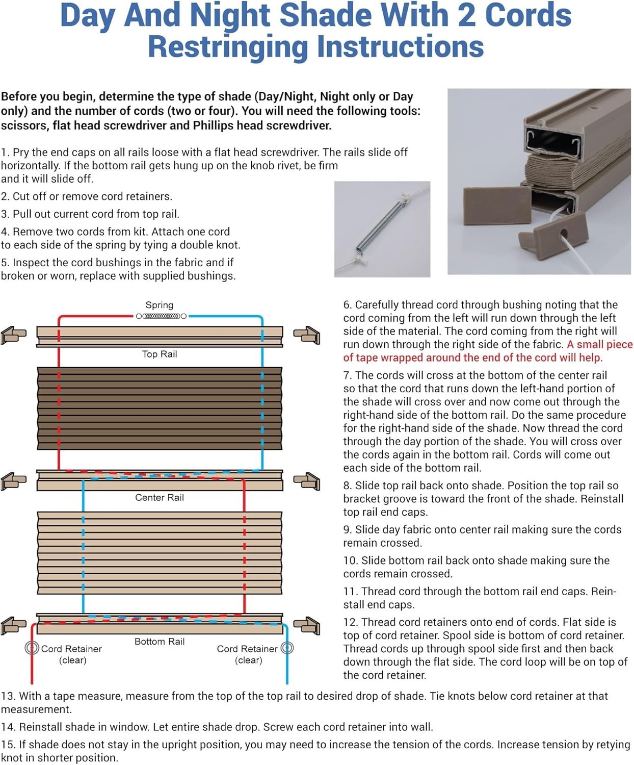 Restringing Kit for RV Pleated Shades – Tan Day & Night Repair Essentials