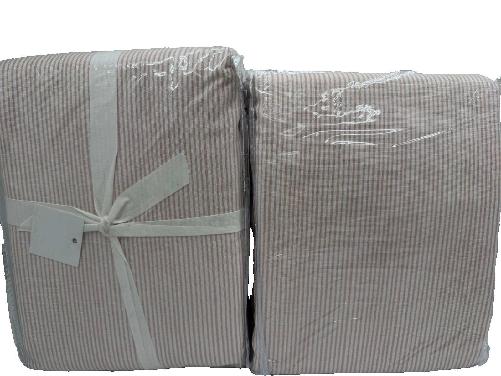 New West Elm Pinstripe Ruffle Blackout Drapes 48″ x 108′ ~Soft Pink~ Set of 2