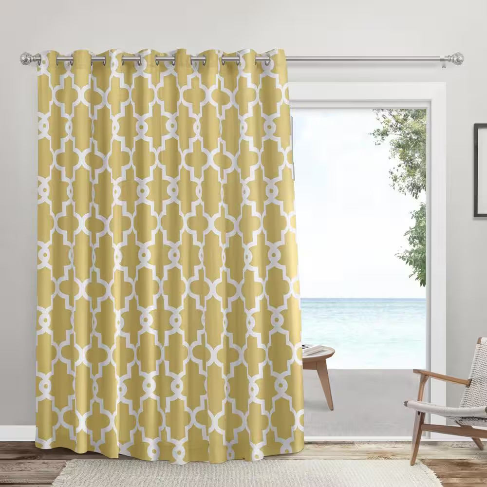 Ironwork Patio Sundress Yellow/Beige Ogee Woven Room Darkening Grommet Top Curta