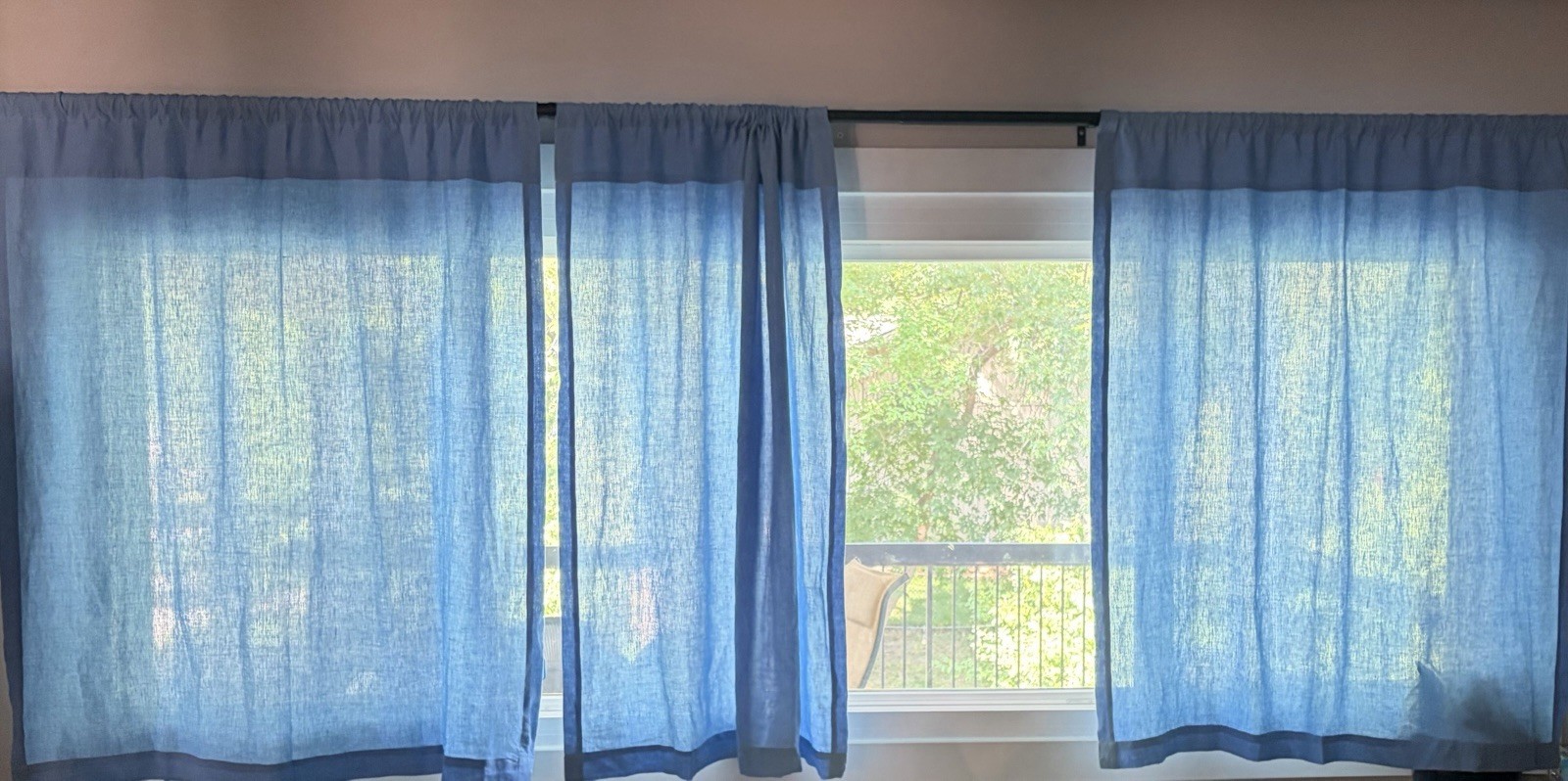 Handmade Linen Curtains, Blue Width: 40 inches/101 cm, Length 45 inches/114 cm