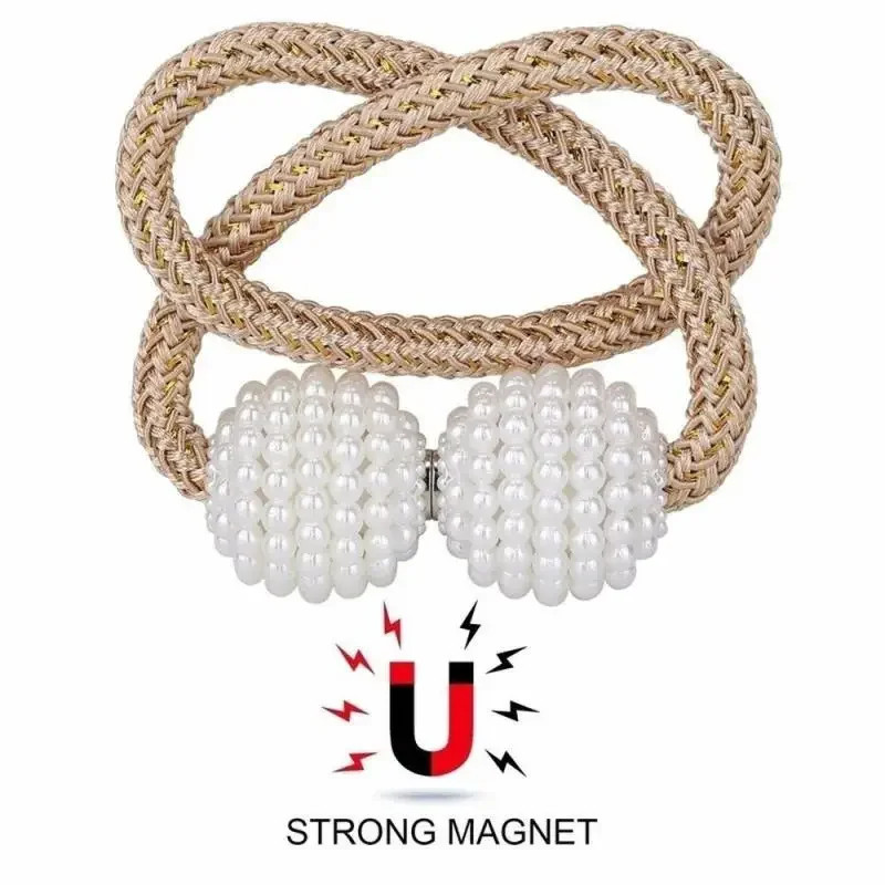 2 Pcs Magnetic Curtain Tiebacks Tie Backs Buckle Clips Weave Rope Holdbacks Ne