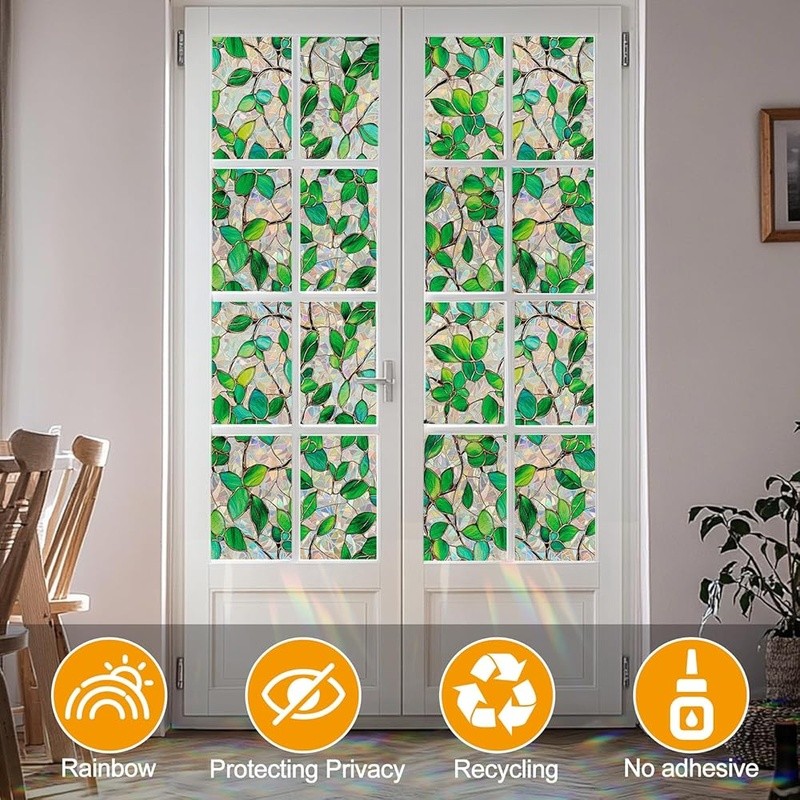 Decorative Window Film Privacy Stickers Easy Install Rainbow Effect Home Decor