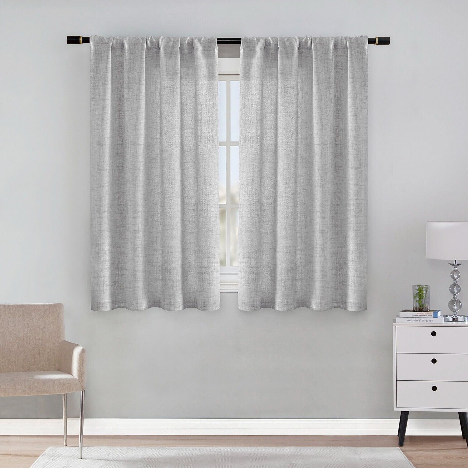2 Panel Semi Sheer Curtains Cotton Linen Window Drapes Boho Living Room Decor
