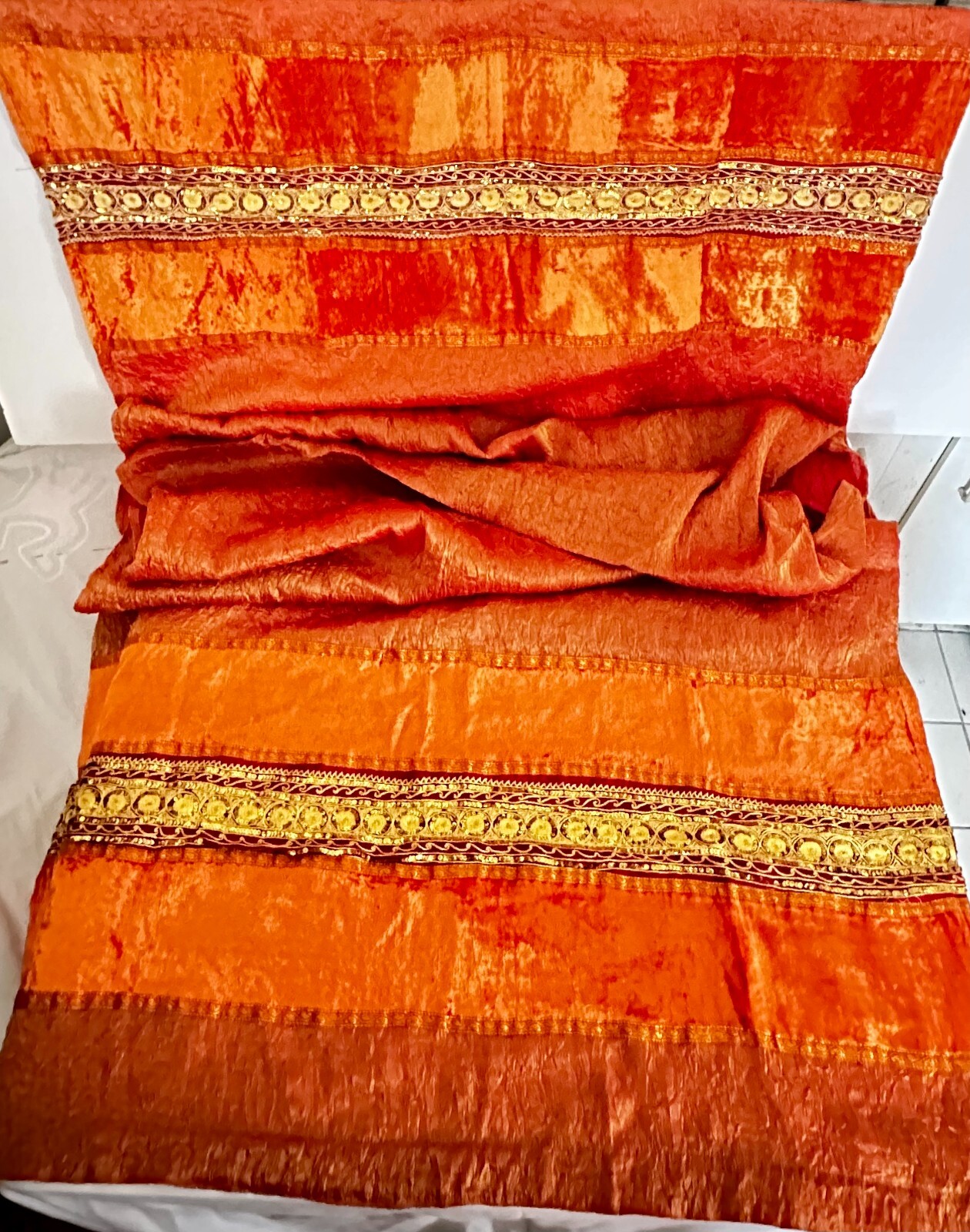 Lot: Iridescent Sari Curtains (3 Total) 40inWx104inLx4in loops Bohemian Fun