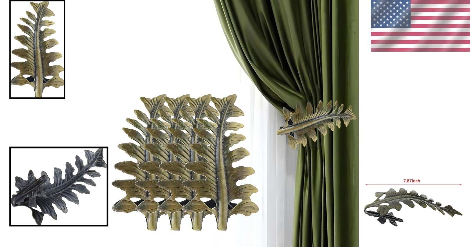 Vintage Leaf Curtain Holdbacks – Set of 4
