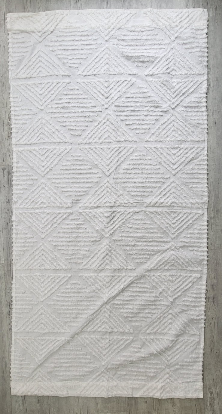 RACHEL ASHWELL Shabby Chic White Chenille Curtain Panels Set Of 2 Panels 81×41