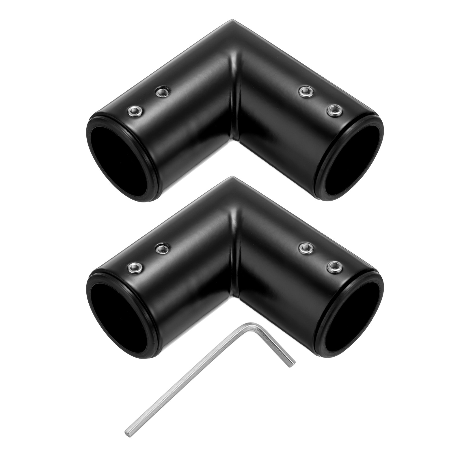 2pcs Corner Curtain Rod Connector 90 Degree for 1 Inch Curtain Rod Black