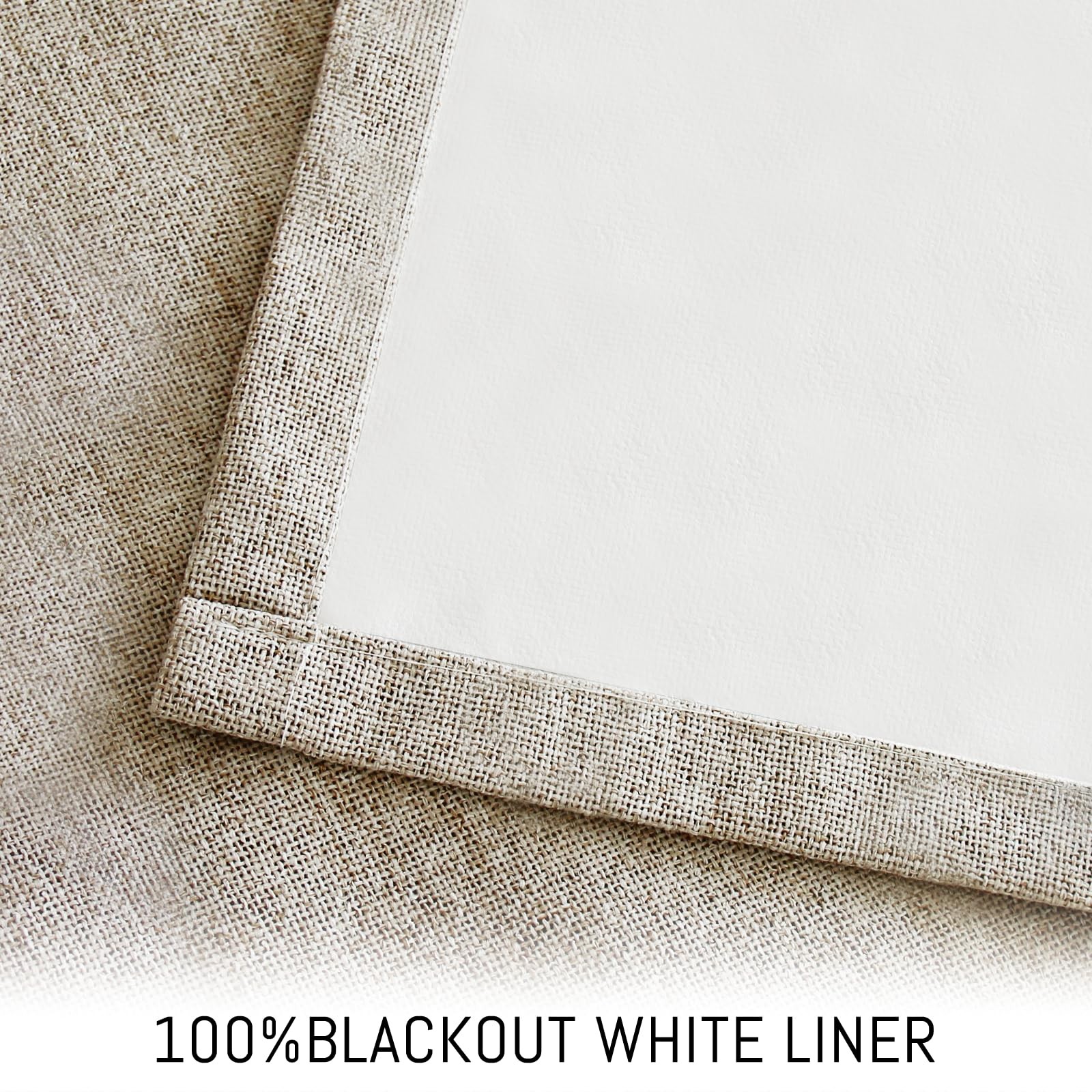 Natural Linen Curtains 100% Blackout 84 Inches Long,Room Darkening Textured C…