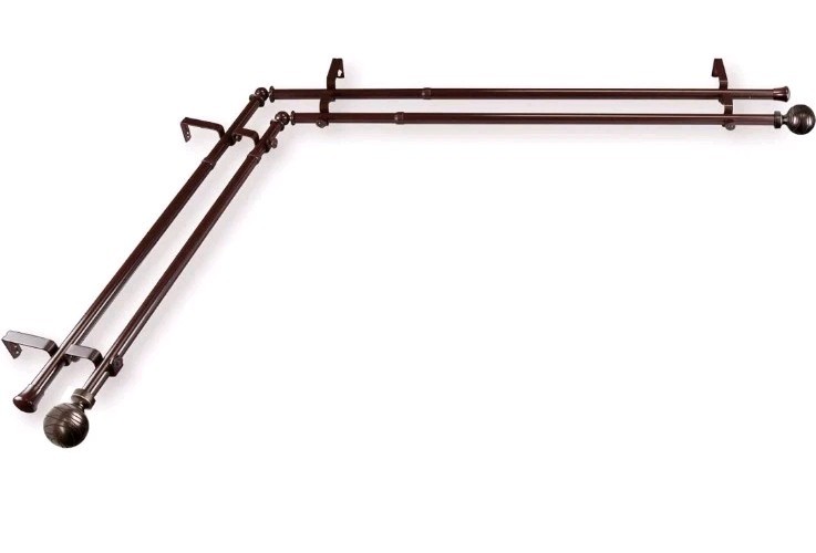 Rod Desyne 13/16″ Arman Corner Window Double Rod, 48-84 inch, Cocoa