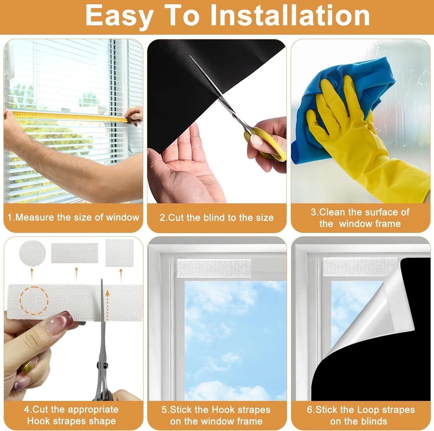 100% Blackout Curtains Portable No Drill Window Cover 57×118 Cuttable Shade NEW