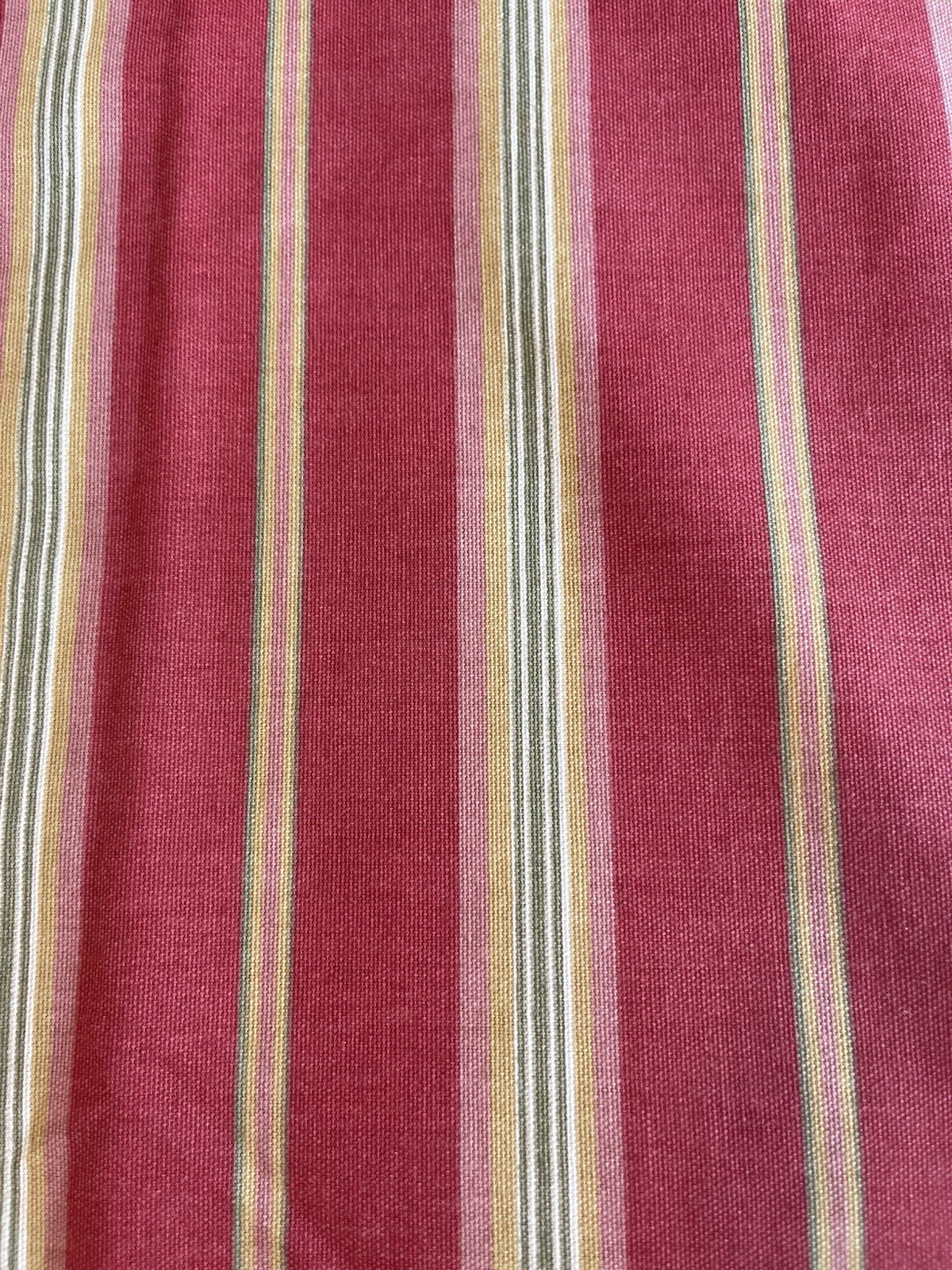 Striped Lined Fabric Shower Curtain Opaque Traditional 69×70-Red/Beige
