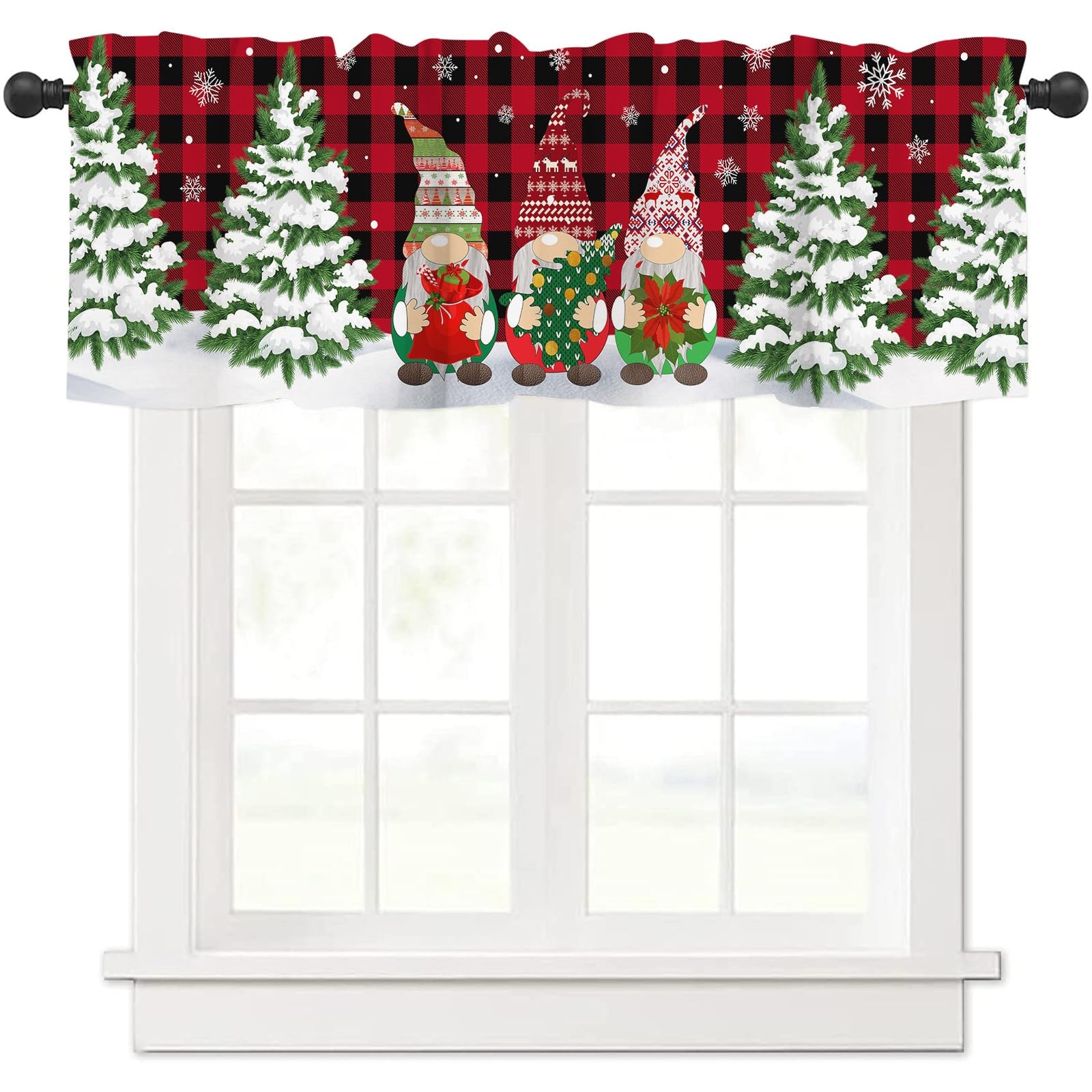 Christmas Valance for Windows Christmas Gnome Window Toppers Valances Rod Poc…