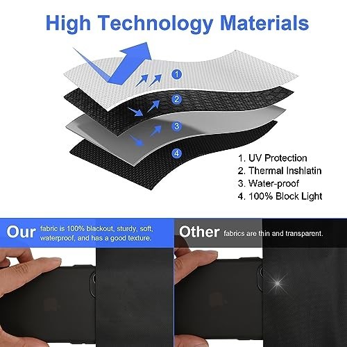 Blackout Window Cover 157×57 Inch Hook and Loop Portable Shades No Residue for