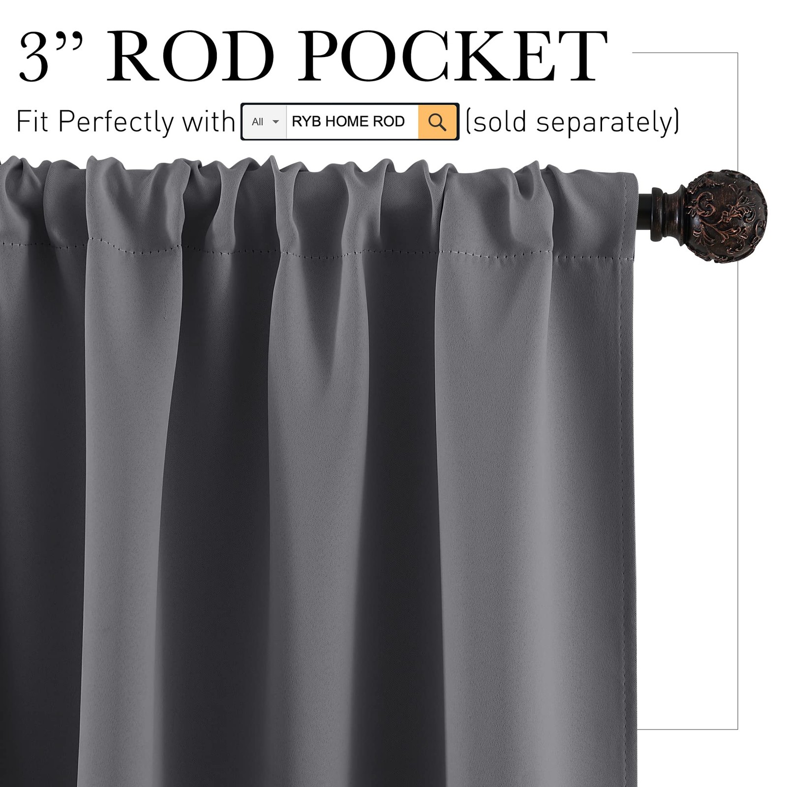 Short Curtains Gray Half Window for Bedroom Wide 42 X Long 36 Inches