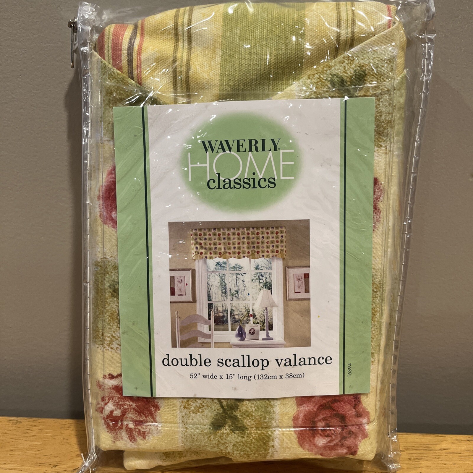 Waverly Lafayette Square Double Scalloped Valance Floral Stripe 52W” x 15L”