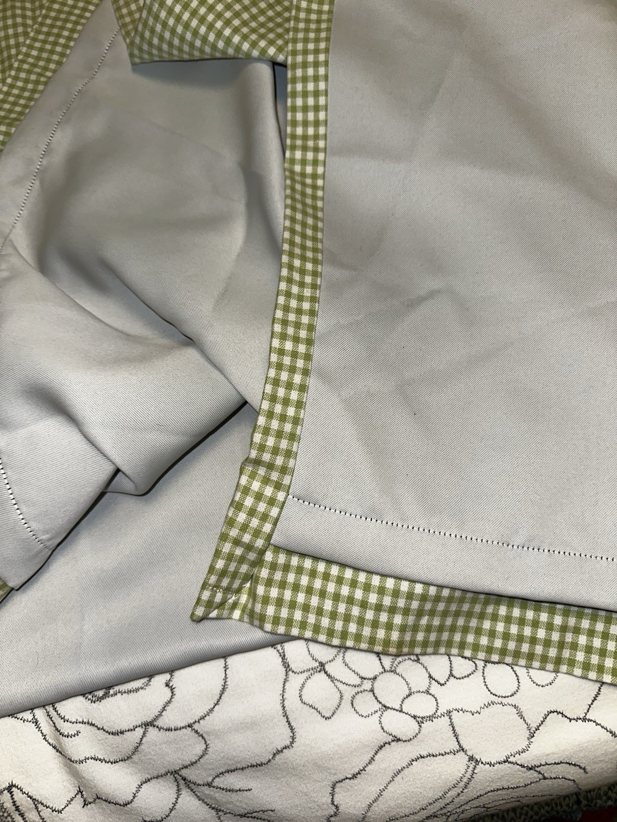 2 Pottery Barn Kids Green Gingham Lined Curtains Drapes 44” X 84”