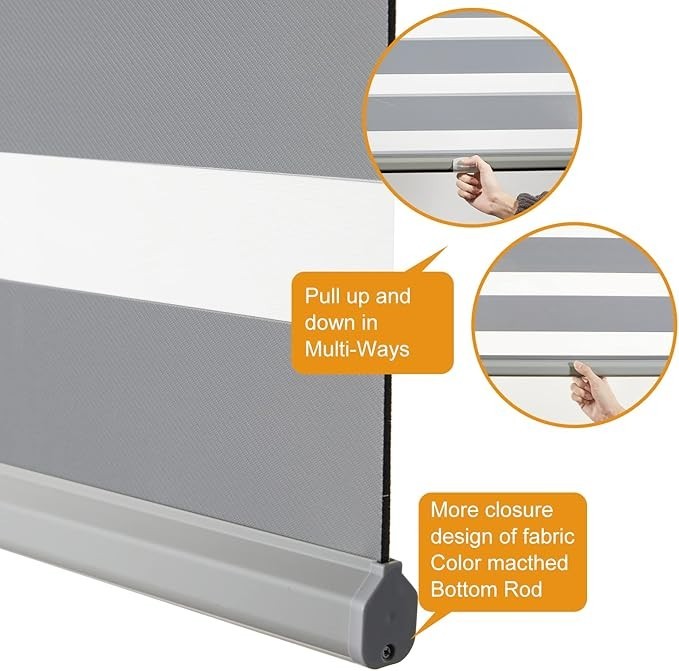 METechs Manual On Sale Zebra Blinds Shades Manual — Cordless, Gray, Polyester