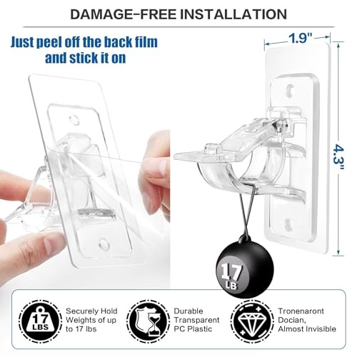 No Drill Curtain Rod Brackets, Holding Up to 17 lbs, PET 16 Pack Transparent