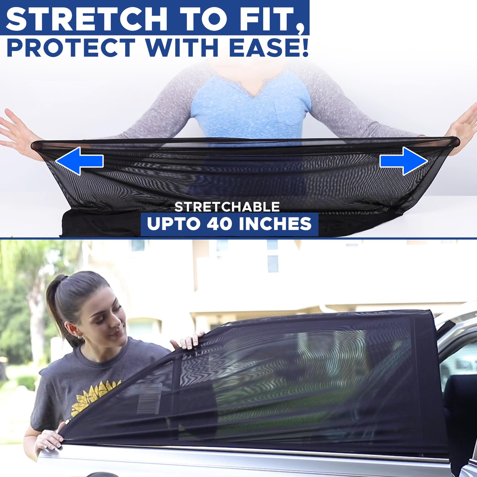 EcoNour Car Window Screens for Camping (Pack of 2) | 100% Medium, Black