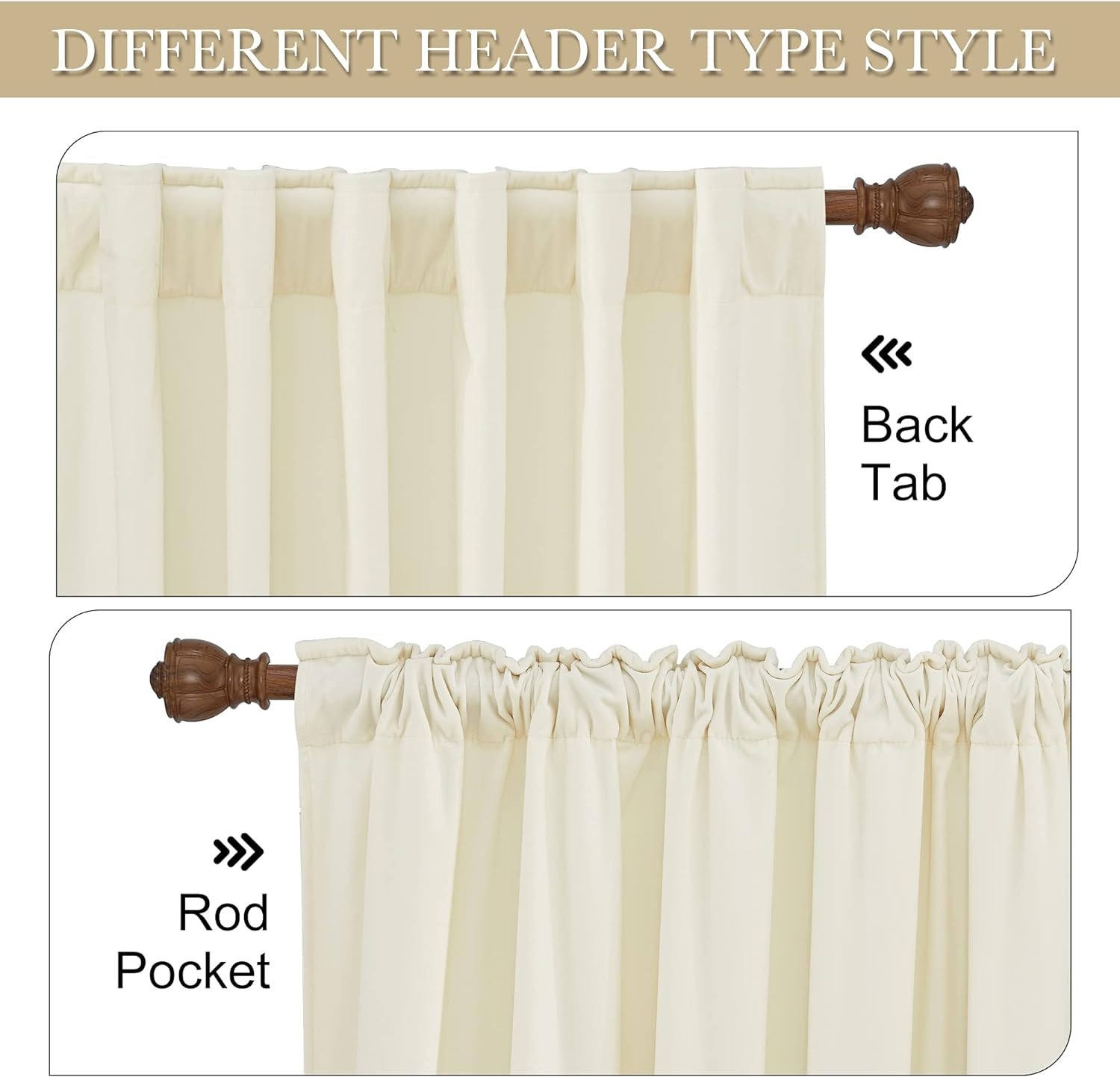 Velvet Curtains 63 Inches Length, Back Tab & Rod Pocket Soft Fabric Curtains & D