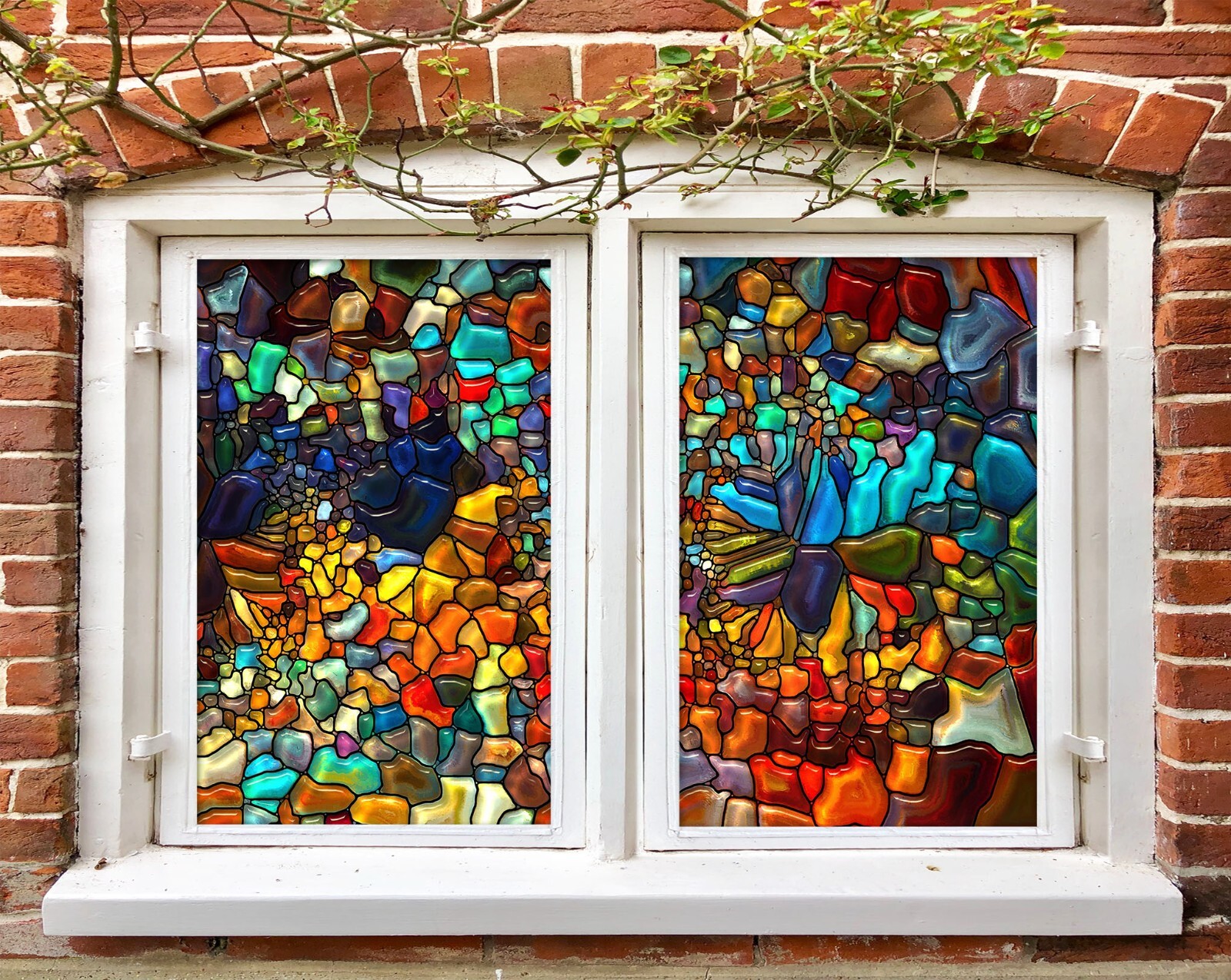 3D Colored Blocks A174 Window Film Print Sticker Cling Stained Glass UV Sinsin
