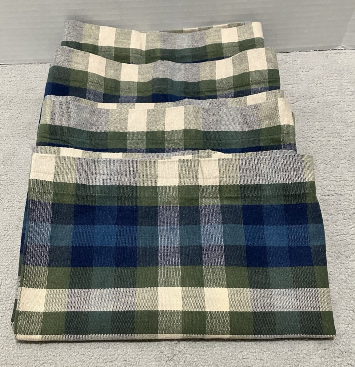 JCPenney Home Valance Bradley Stripe Plaid Valance Woven Cotton Blue Olive Green