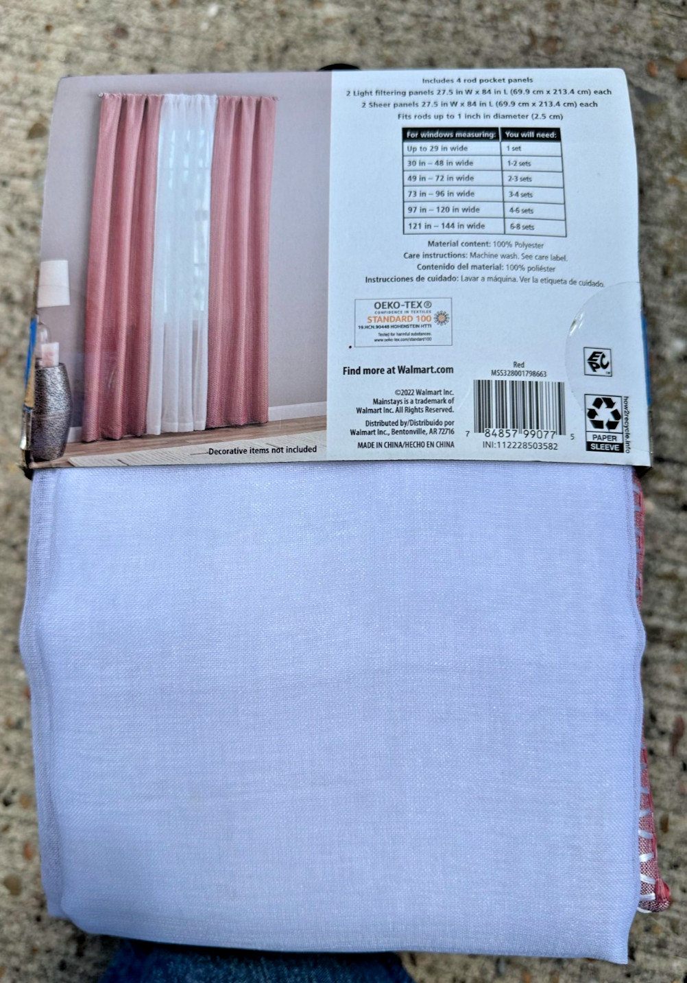 Mainstays 84 inch window set 4 pieces Rod pocket Red- India Inspired New